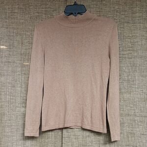 Coldwater Creek Light Brown Knit Turtleneck Sweater Silk And Cotton